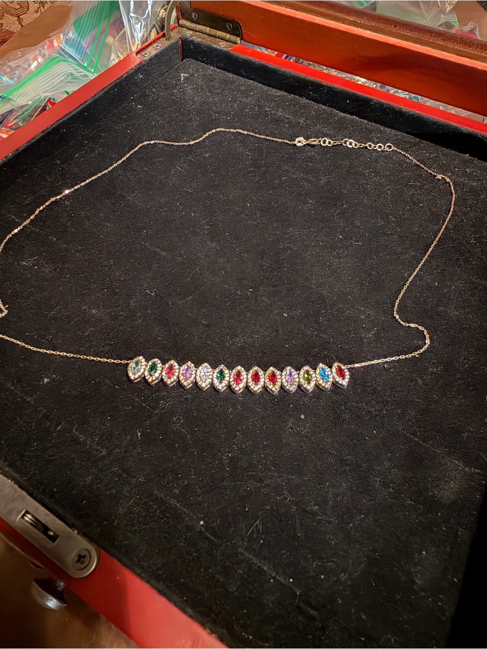 Multicolor Marquise Crystal Station Necklace - Women Jewelry